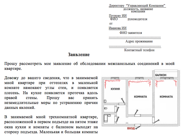 заявление в гжи образец